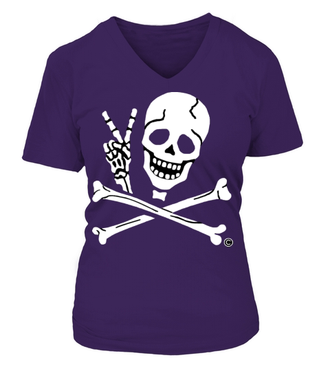 Kids Peace Sign Pirate Tee V-neck T-Shirt Woman