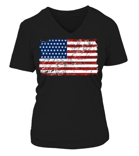 USA Flag - Vintage Look V-neck T-Shirt Woman