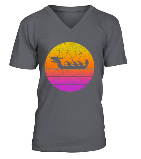 Retro Sunset Vintage Dragon Boat V-Neck T-shirt