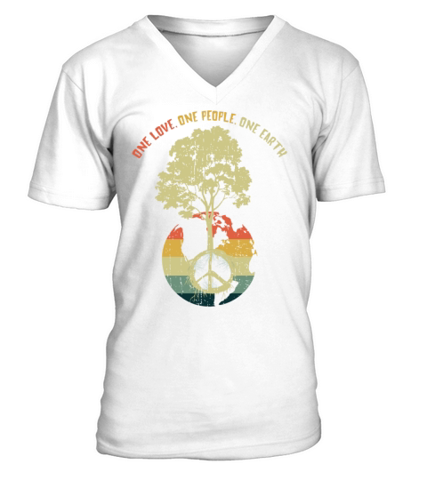 Retro Vintage People Planet Save World Earth Day V-Neck T-shirt