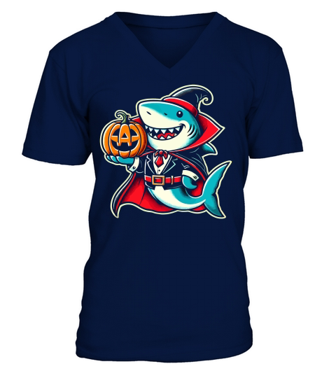 Shark and pumpkins V-Neck T-shirt