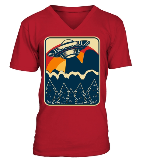 Vintage UFO Alien mountain 2 V-Neck T-shirt