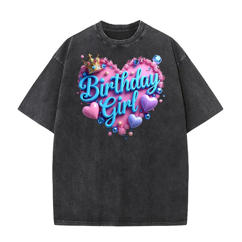 3D Happy Birthday Washed T-Shirt