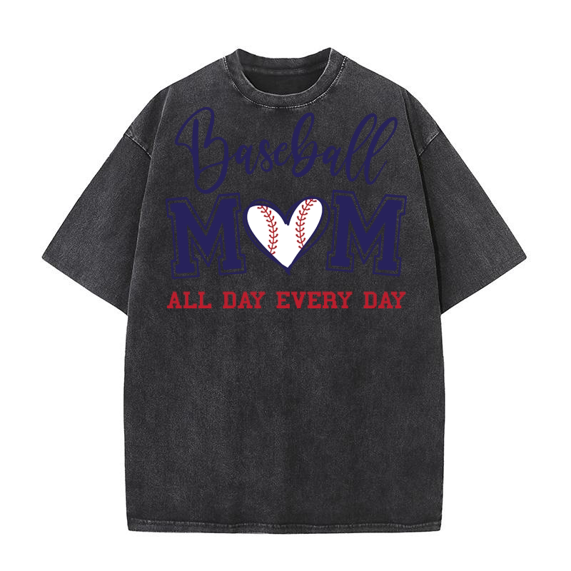 Baseball Mom Blue ADED Washed T-Shirt