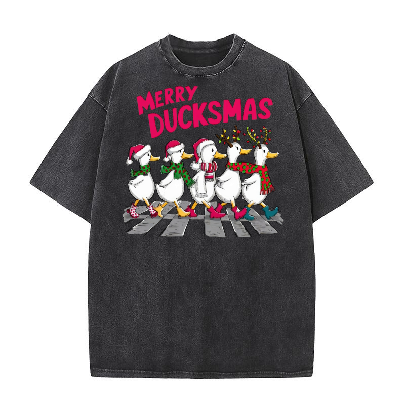 Christmas Ducks Clipart Funny Animals Washed T-Shirt