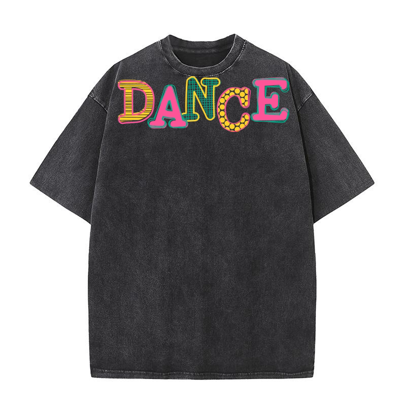 Dance Mixed Font Washed T-Shirt