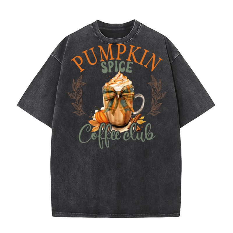 Fall Coquette Pumpkin spice coffee club 8 Washed T-Shirt