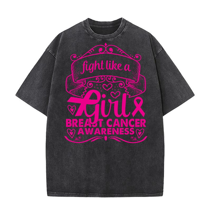 Fight Like A Girl Breast Cancer Awareness Washed T-Shirt