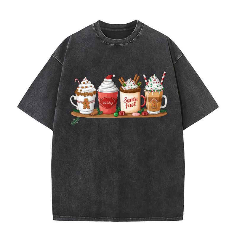 Gingerbread Coffee Santa Washed T-Shirt