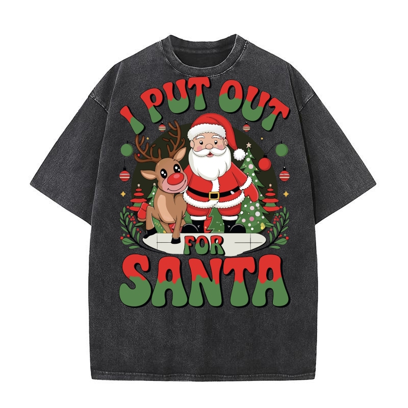 I Put Out For Santa Washed T-Shirt