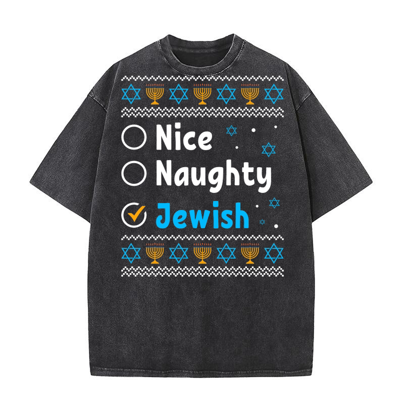Nice Naughty Jewish Washed T-Shirt