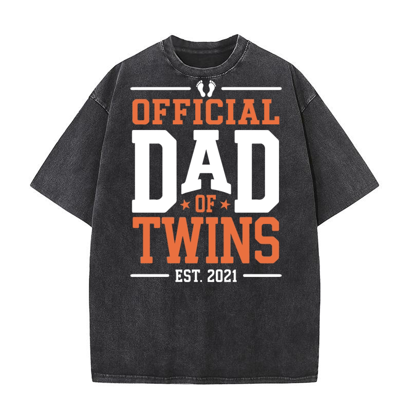 Offical dad of twins Washed T-Shirt