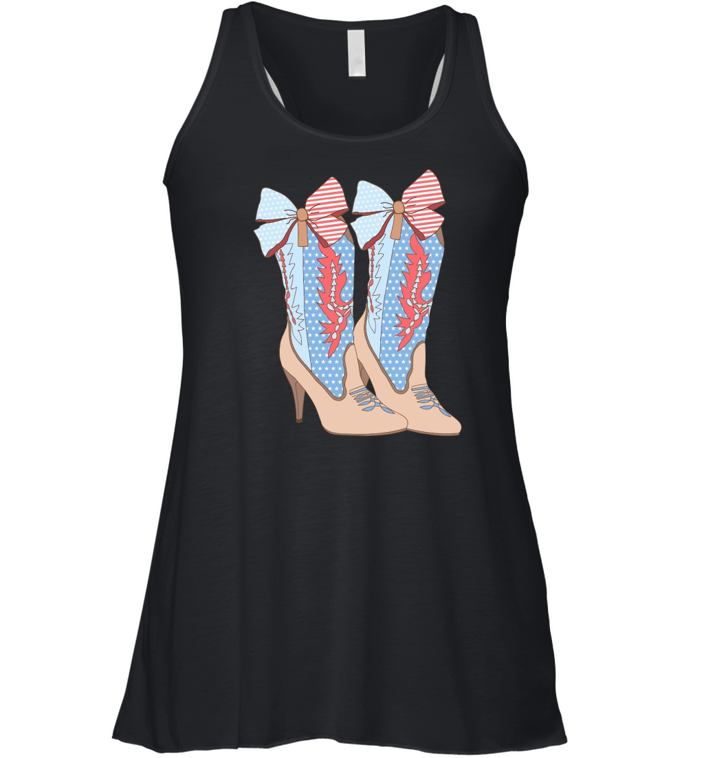 Coquette cowgirl 4th of july Boots png300 Women's Flowy Tank Top