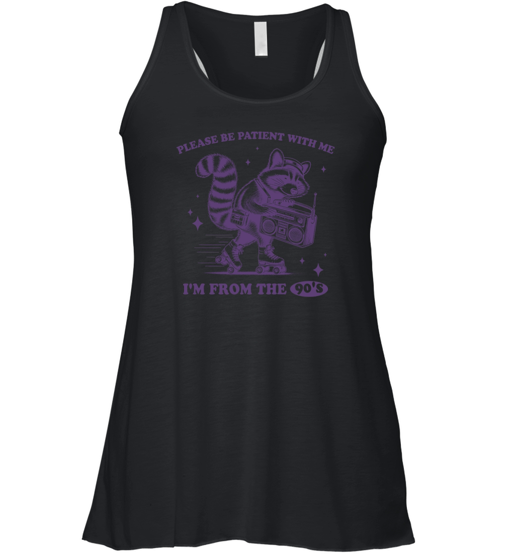 Raccoon Roller Skate Vintage Radio L Violet Women's Flowy Tank Top