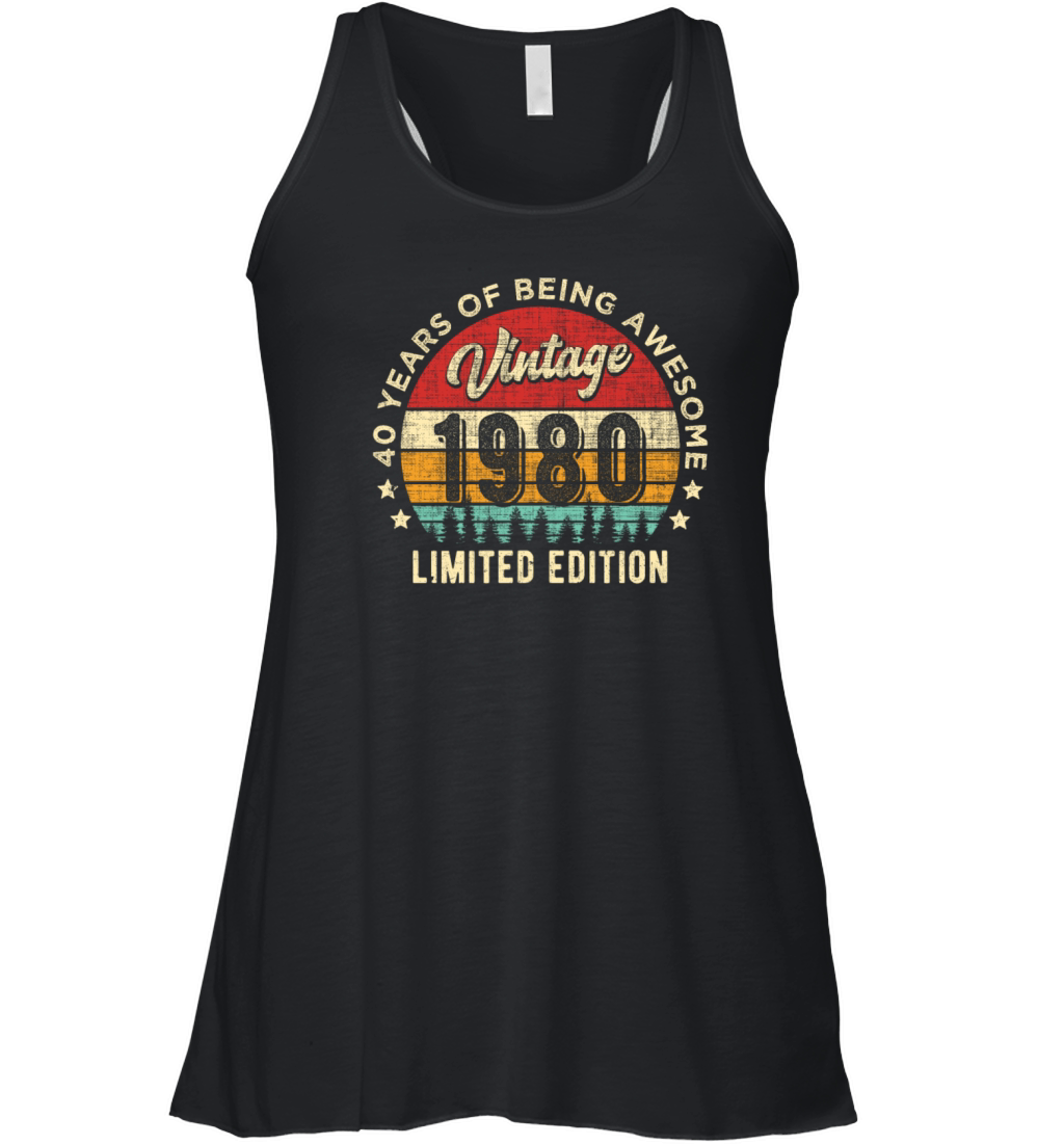 Vintage 1980 40 years old Awesome 40th Birthday Women's Flowy Tank Top