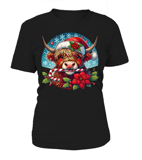 Christmas Highland Cow Clipart Cute Women's T-Shirt