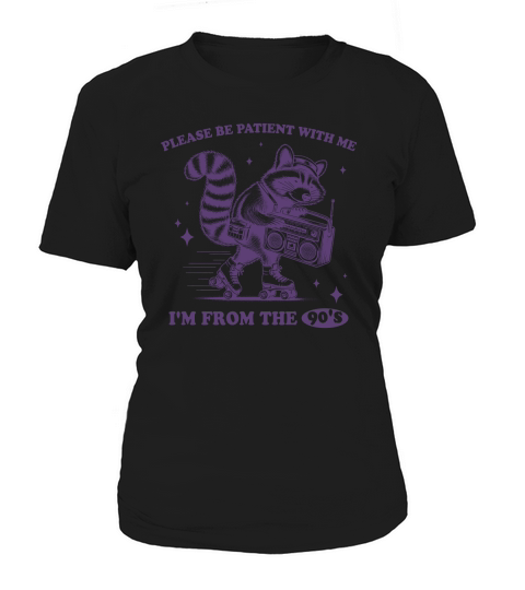 Raccoon Roller Skate Vintage Radio L Violet Women's T-Shirt