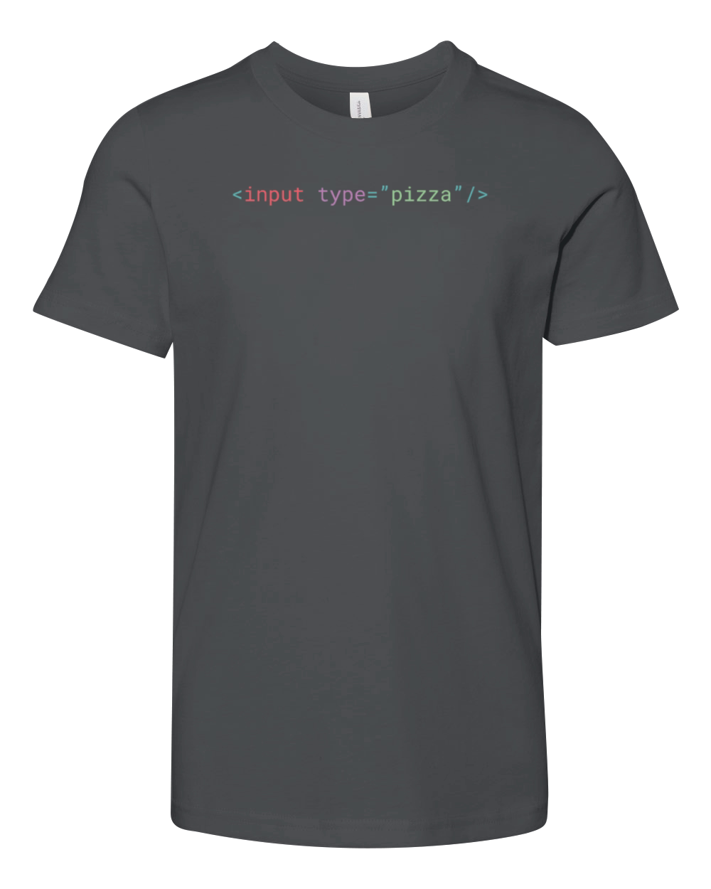Input type pizza html code joke funny geek and web Youth Unisex Jersey Tee