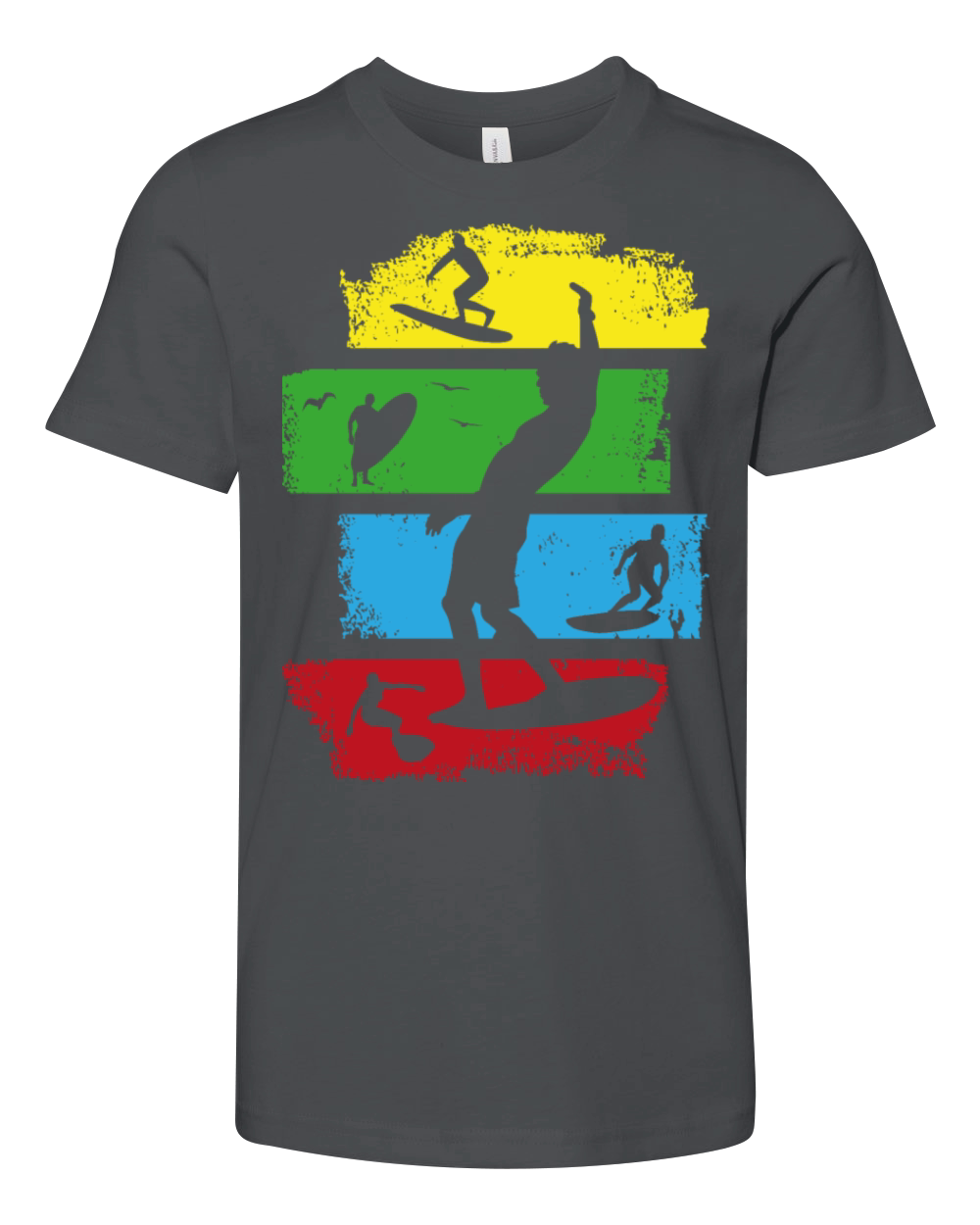 surf surfer surfing retro vintage stripes dark Youth Unisex Jersey Tee