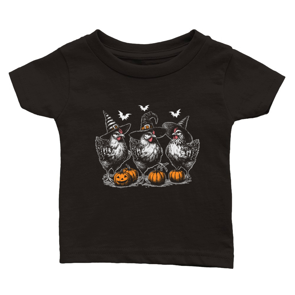 Chicken Witches Funny Halloween D Color Classic Baby Crewneck T-shirt