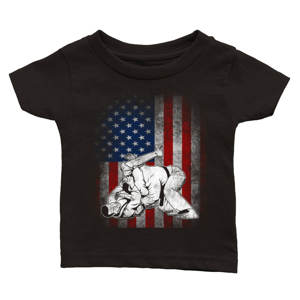 Jiu JItsu BJJ MMA US Flag Shirt Gift for Jiujitsu Classic Baby Crewneck T-shirt
