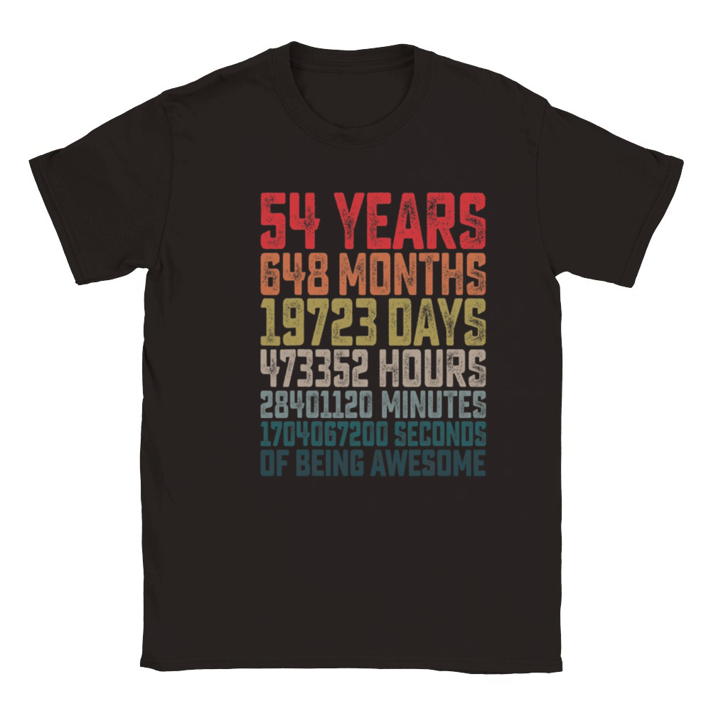54th Birthday Shirt Vintage Retro Countdown Classic Kids Crewneck T-shirt