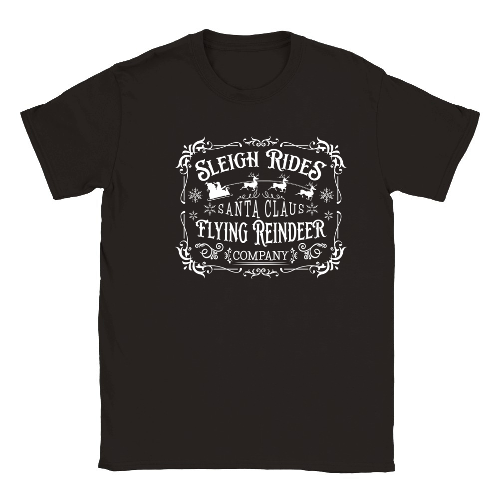 Vintage Christmas Sign Santa Claus flying Reindeer SVG white300 Classic Kids Crewneck T-shirt