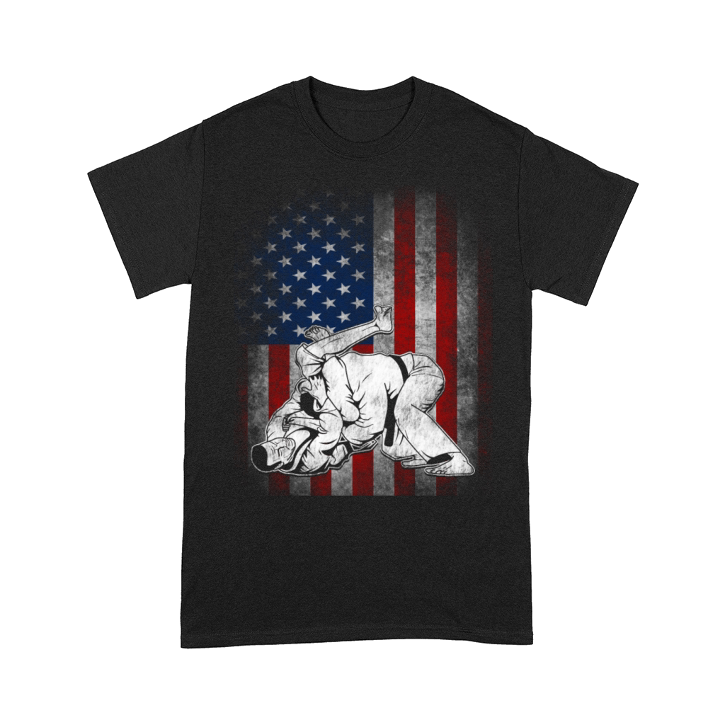 Jiu JItsu BJJ MMA US Flag Shirt Gift for Jiujitsu Comfort T-shirt