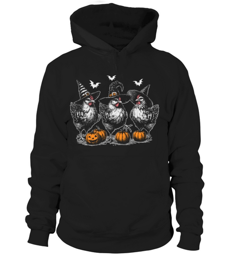 Chicken Witches Funny Halloween D Color Hoodie Unisex