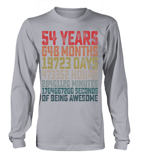 54th Birthday Shirt Vintage Retro Countdown Long sleeved Unisex