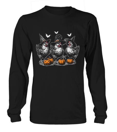 Chicken Witches Funny Halloween D Color Long sleeved Unisex