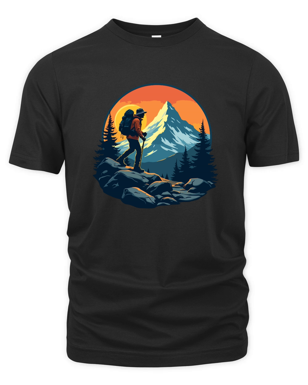 Mountain explorer hiking adventure Illus 02 Organic Unisex T-shirt