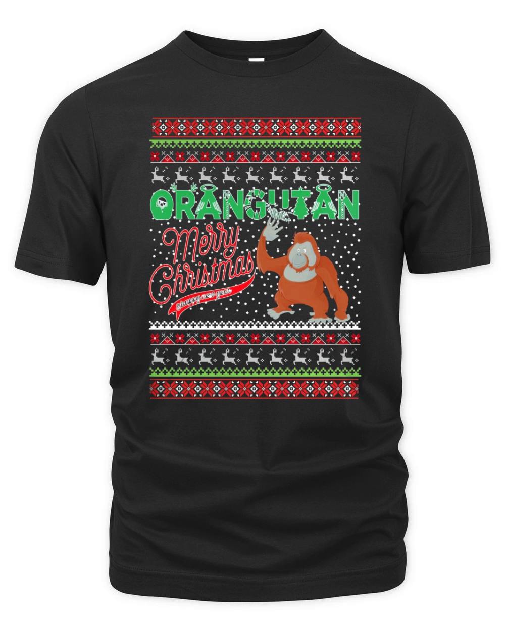 Orangutan Ugly Merry Christmas Organic Unisex T-shirt