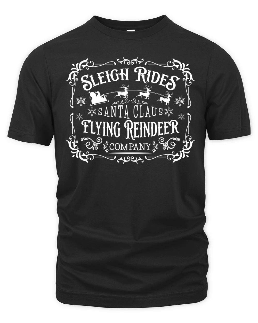 Vintage Christmas Sign Santa Claus flying Reindeer SVG white300 Organic Unisex T-shirt