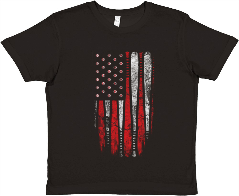 Baseball-Baseball flag t-shirt for baseball lover Premium Kids Crewneck T-shirt