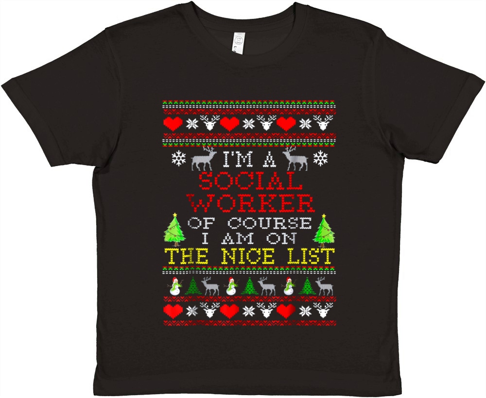 Gift For Social Worker Ugly Christmas Premium Kids Crewneck T-shirt