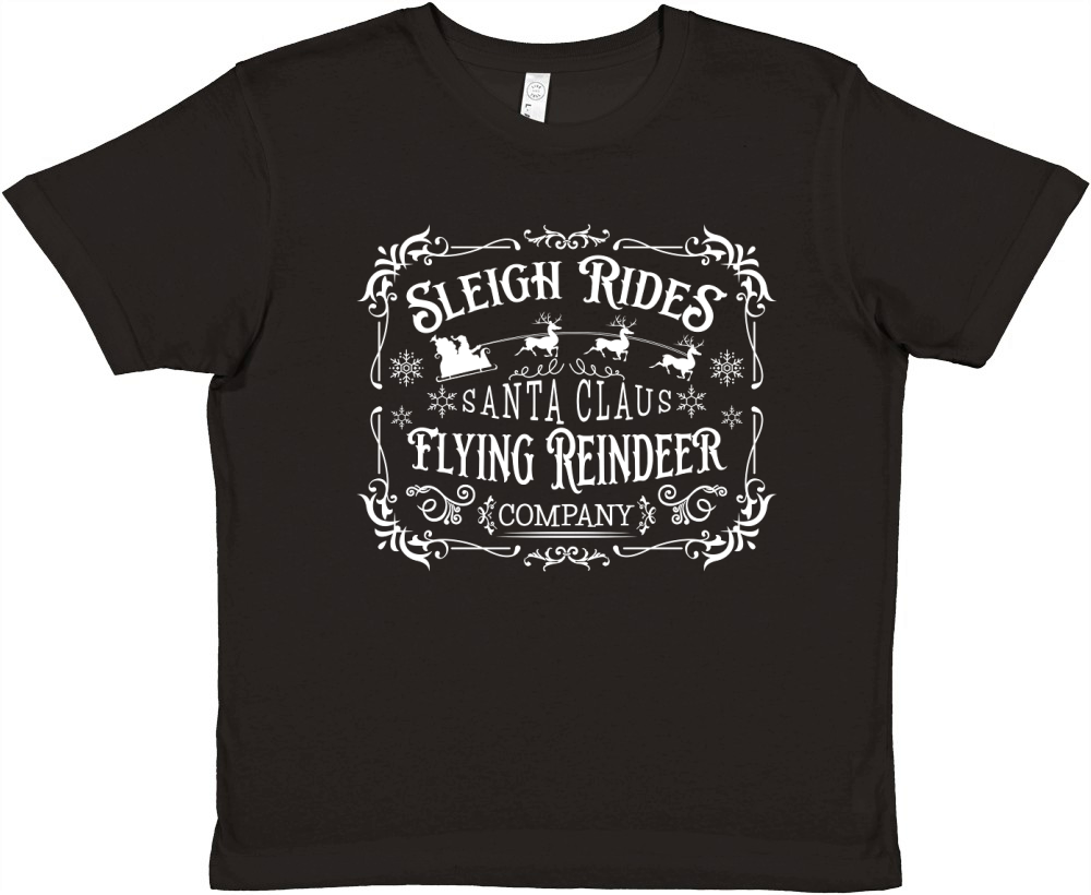 Vintage Christmas Sign Santa Claus flying Reindeer SVG white300 Premium Kids Crewneck T-shirt