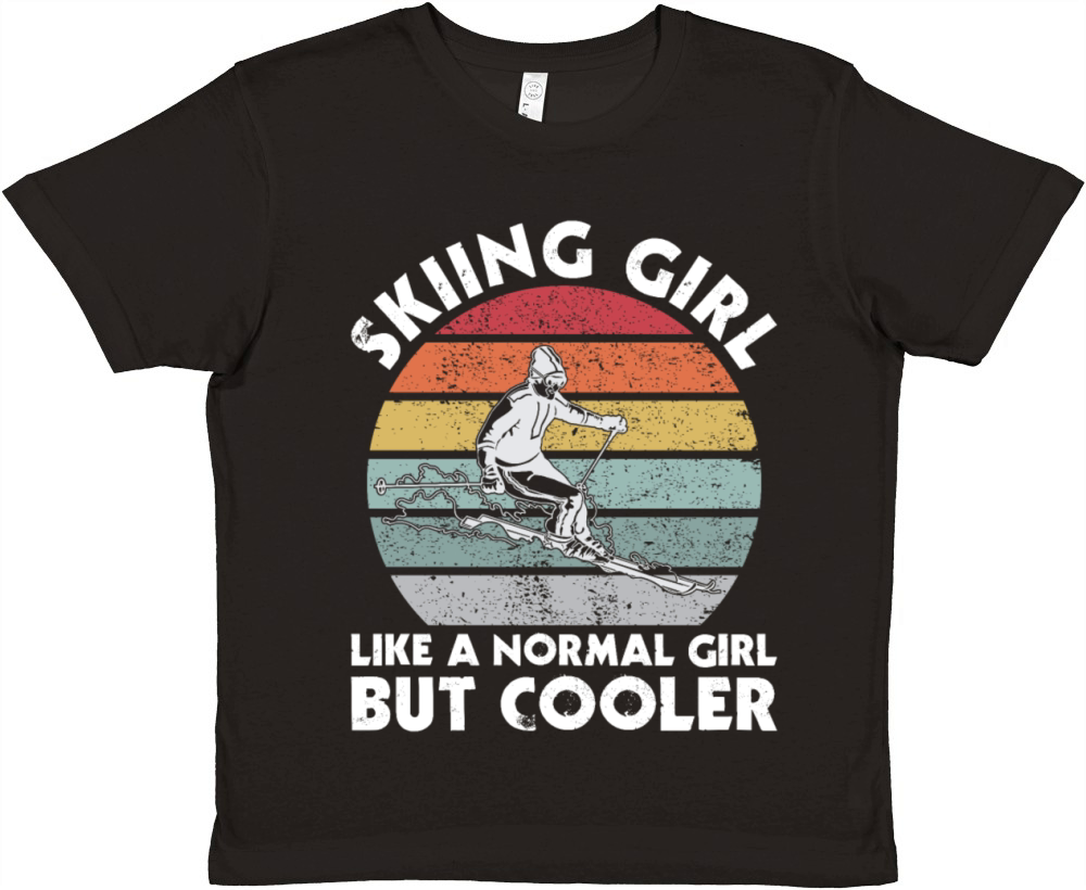 Vintage Skiing Girl Like A Normal Girl But Cooler Premium Kids Crewneck T-shirt