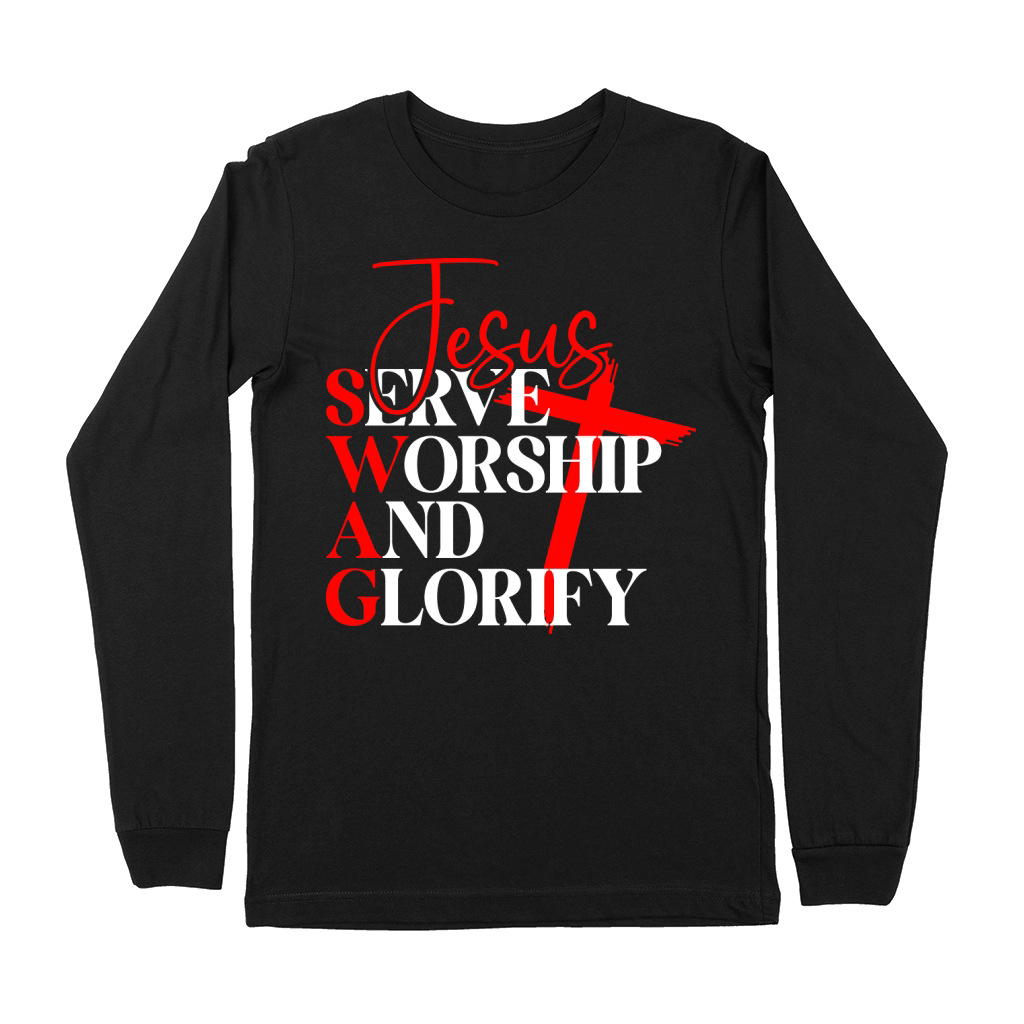 Jesus Serve Worship And Glorify Premium Long Sleeve