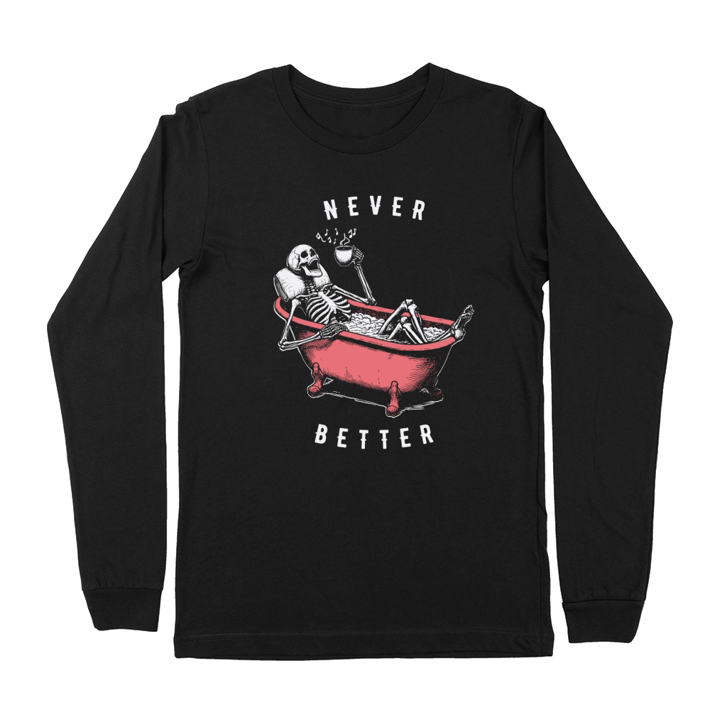 Never Better Skeleton In Bathtub D Color Premium Long Sleeve