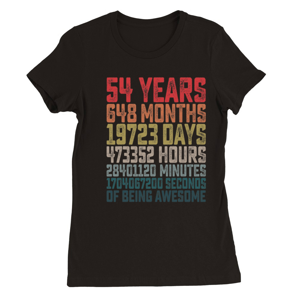 54th Birthday Shirt Vintage Retro Countdown Premium Womens Crewneck T-shirt