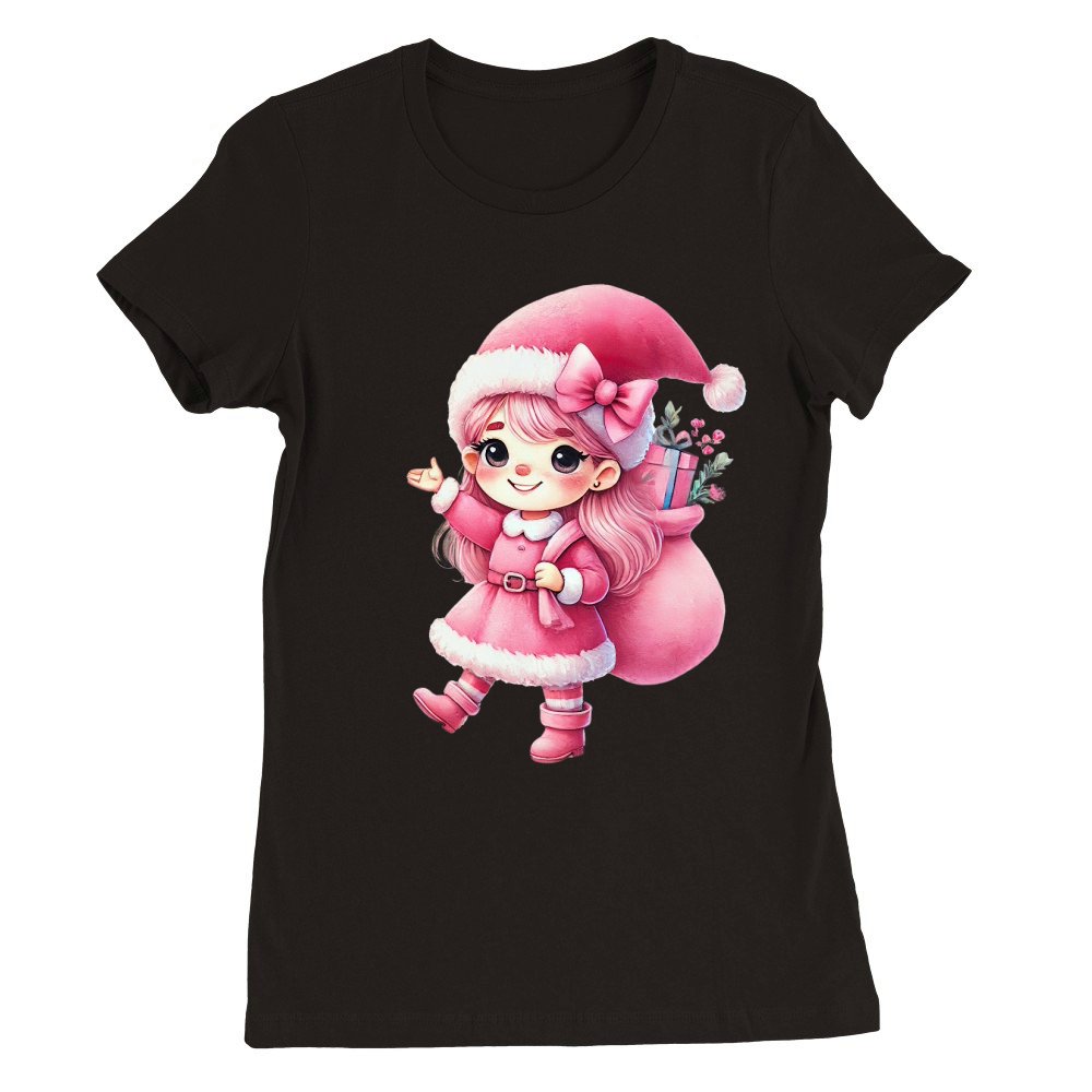 Cute Pink Christmas Coquette Gnome 05 Premium Womens Crewneck T-shirt