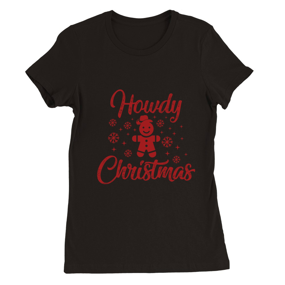 Howdy Christmas Western Premium Womens Crewneck T-shirt