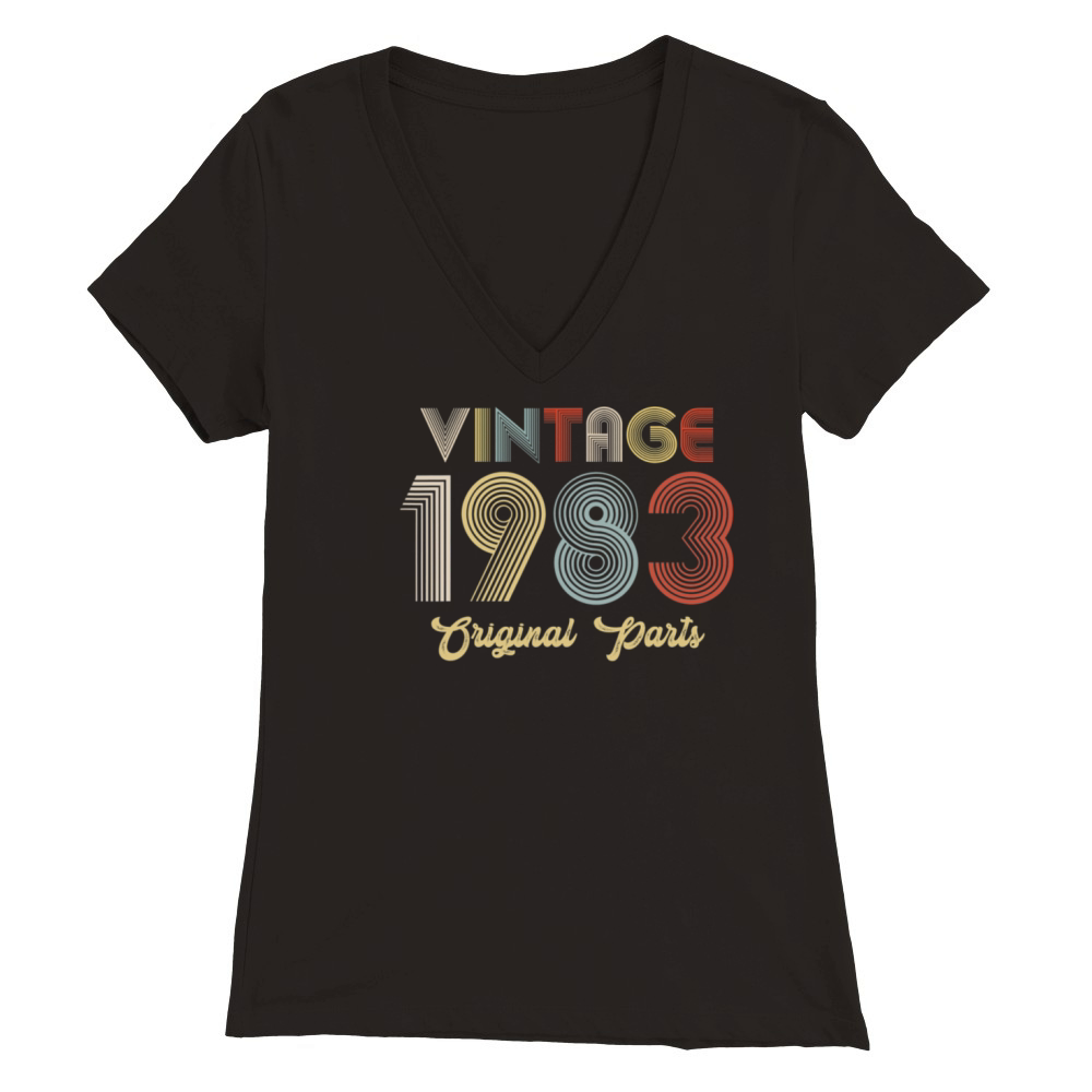 38th Birthday Vintage 1983 Original Parts Premium Womens V-Neck T-shirt