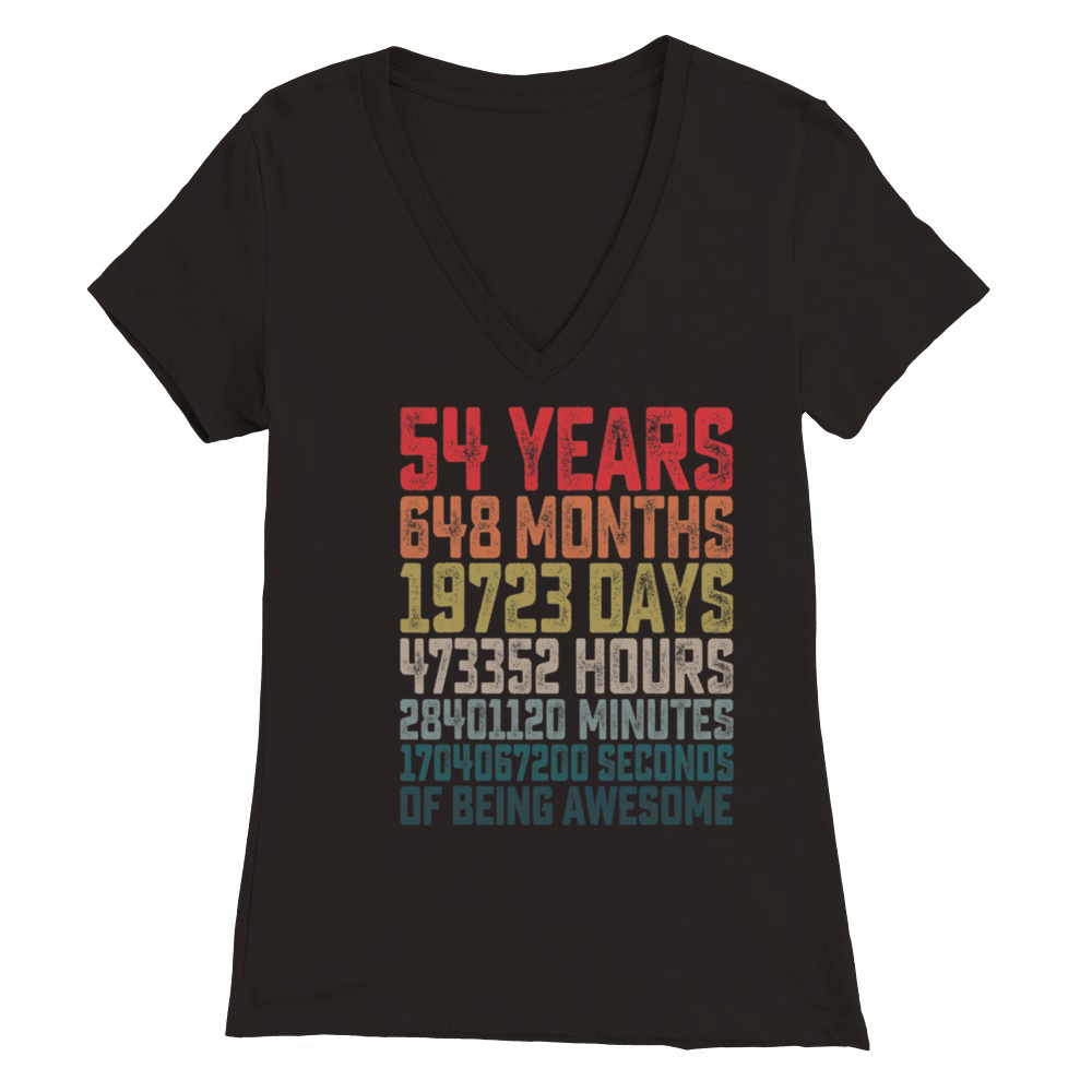54th Birthday Shirt Vintage Retro Countdown Premium Womens V-Neck T-shirt