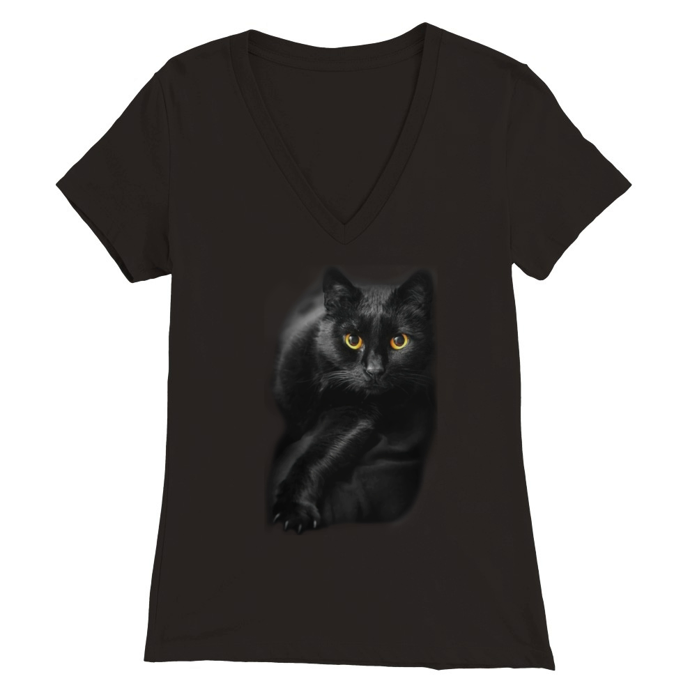 Black Cat Ugly Christmas Gift Premium Womens V-Neck T-shirt
