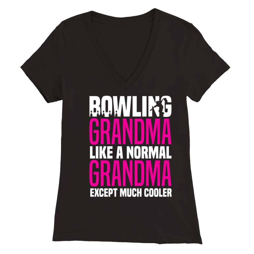 Bowling Grandma Premium Womens V-Neck T-shirt