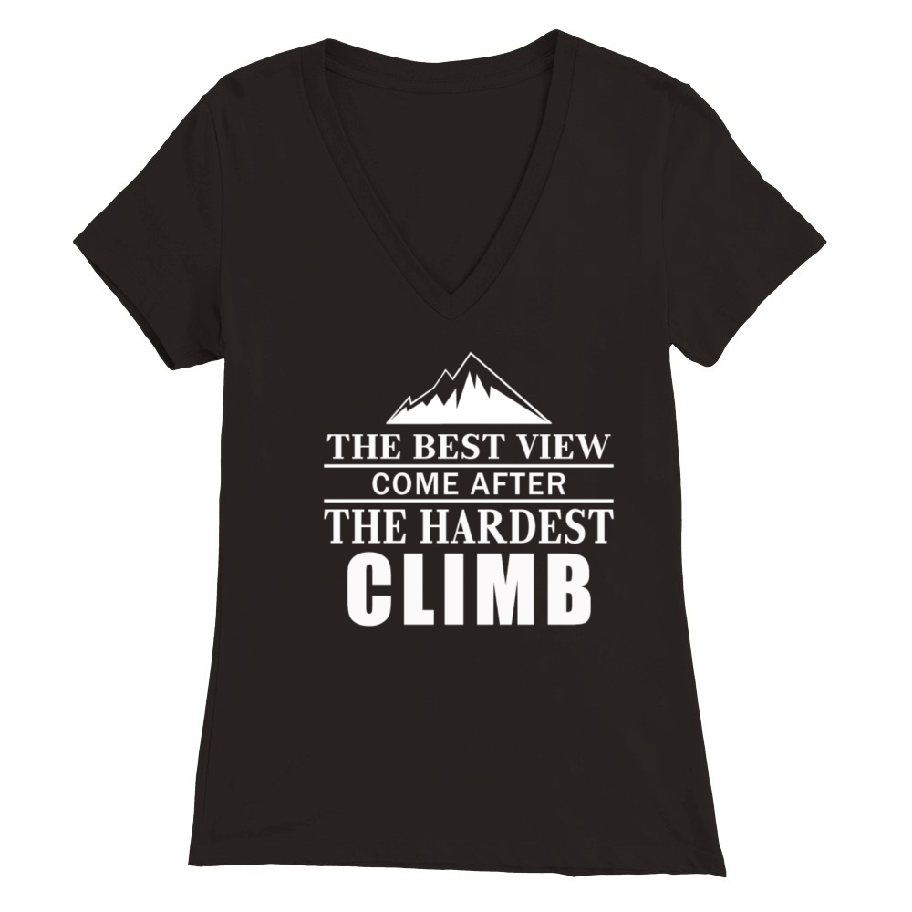 Love Mountains Climbing Shirt Premium Womens V-Neck T-shirt