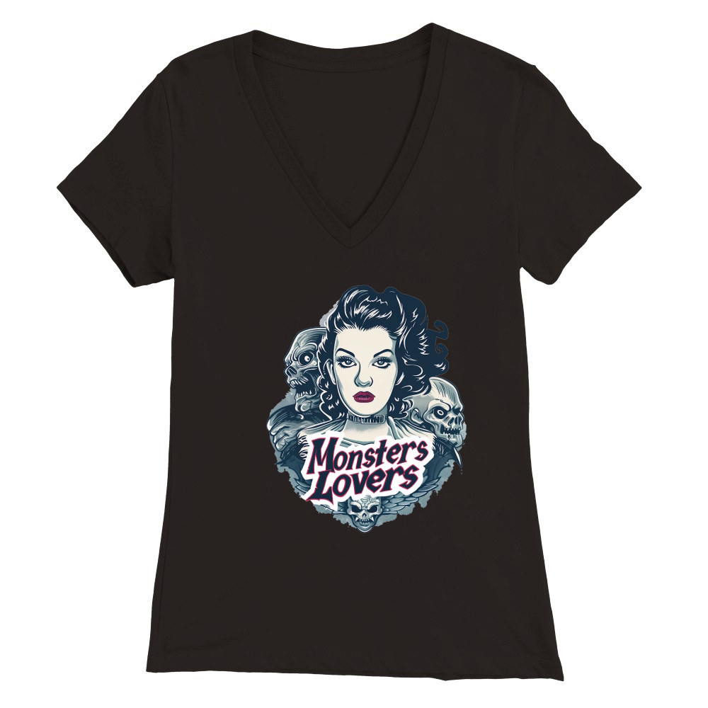 Monster Lover Vintage Halloween 4 Premium Womens V-Neck T-shirt
