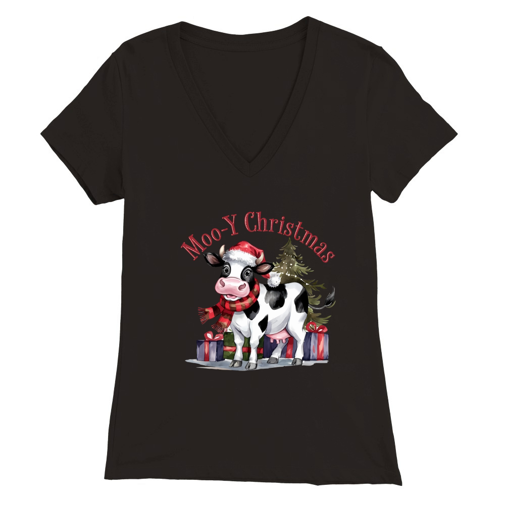 Moo Y Christmas Vintage Premium Womens V-Neck T-shirt
